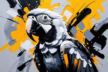 Grey parrot with yellow accents by Art & Soul Creations