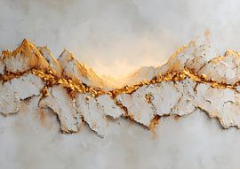 Art abstrait minimaliste et élégant, dans l'esprit wabi-sabi, en or sur Online Arts