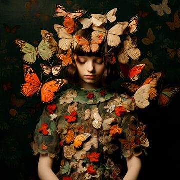 Mädchen mit Schmetterlingen auf dem Kopf von Danny van Eldik - Perfect Pixel Design