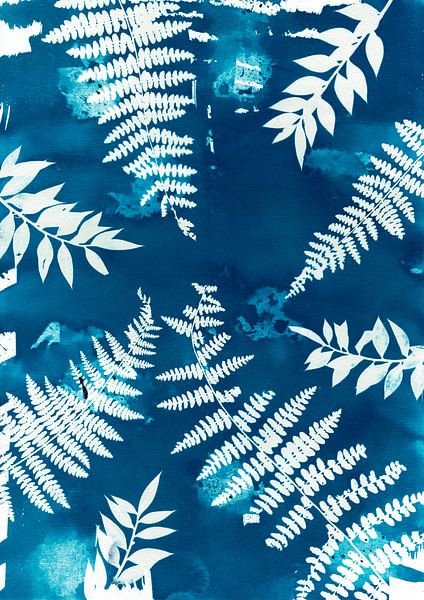 Blue Fern Leaves by Lies Praet