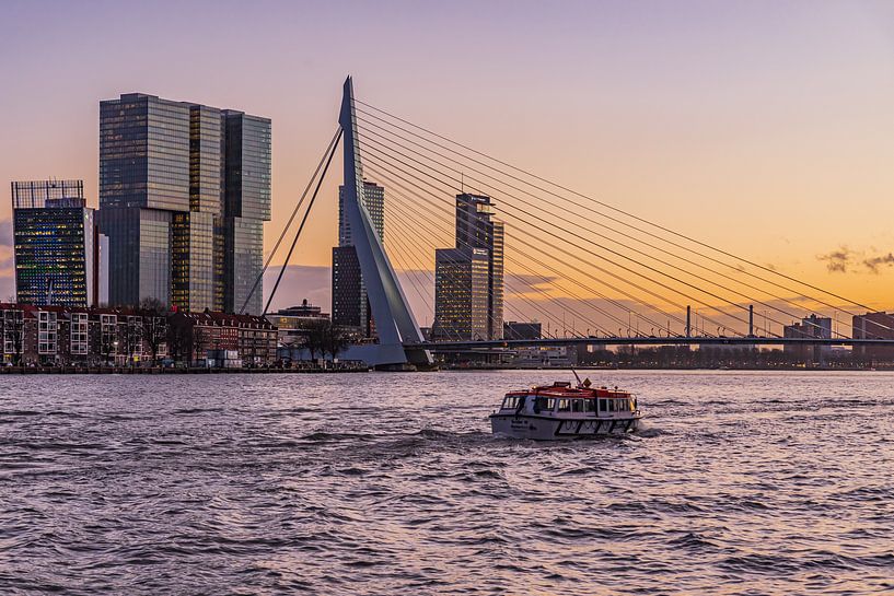 Erasmus bridge at sunset by Karin Riethoven