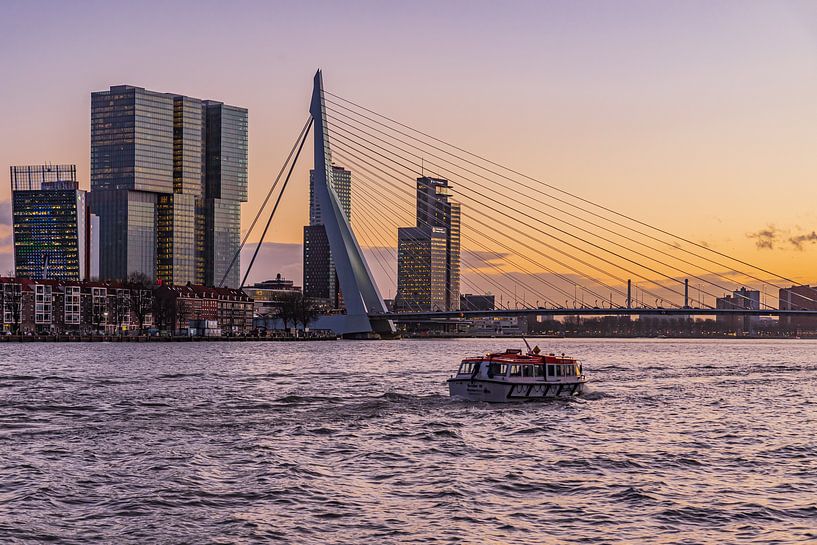 Erasmus-Brücke bei Sonnenuntergang von Karin Riethoven