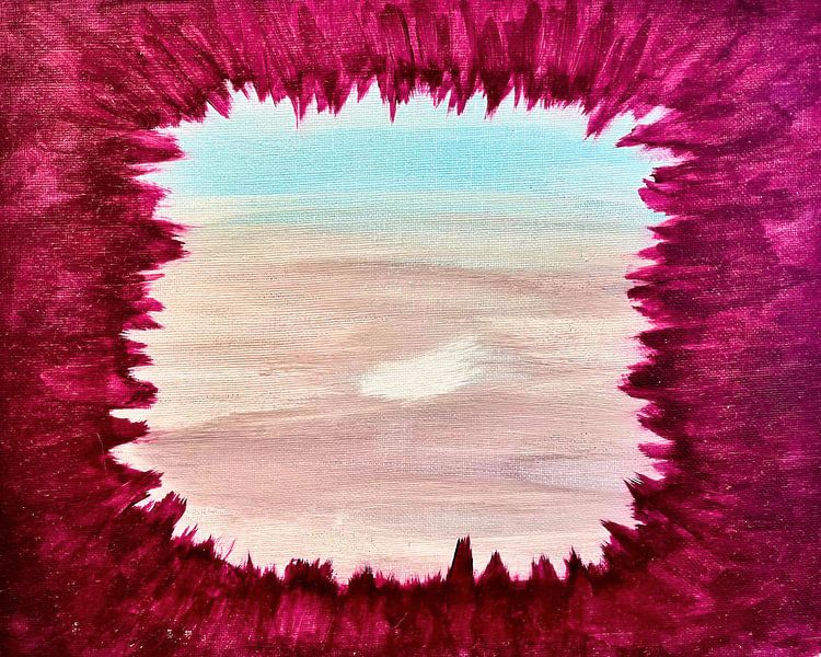 Portal of Silence - Peinture abstraite en magenta foncé et beige par nachtfarbenart