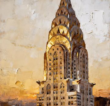 Het Chrysler Building, New York, Verenigde Staten bij zonsondergang van Johannas Art Creations