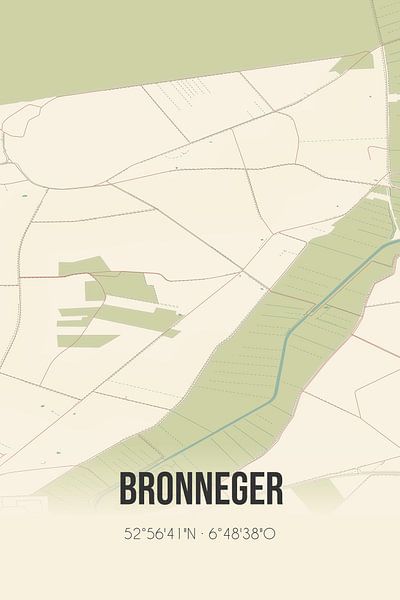 Carte ancienne de Bronneger (Drenthe) par Affiches de lieux