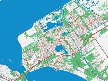 Kaart van Almere in de stijl Urban Ivory van Map Art Studio