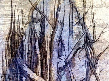 The man, hiding in the woods van Anita Snik-Broeken