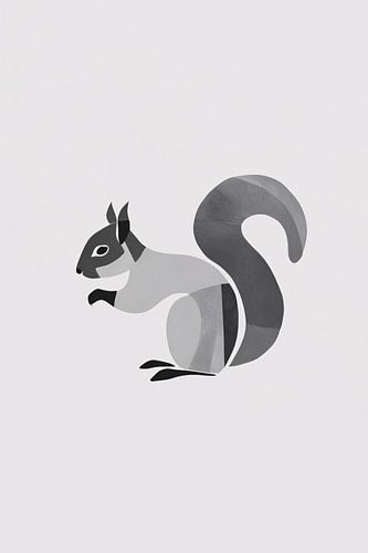 Minimalistisch eekhoorn zwart-wit ontwerp