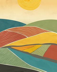 Velden in de zon minimalistisch landschap van Tanja Udelhofen