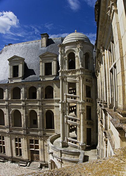 Castle Chambord courtyard with spiral staircase by joyce kool