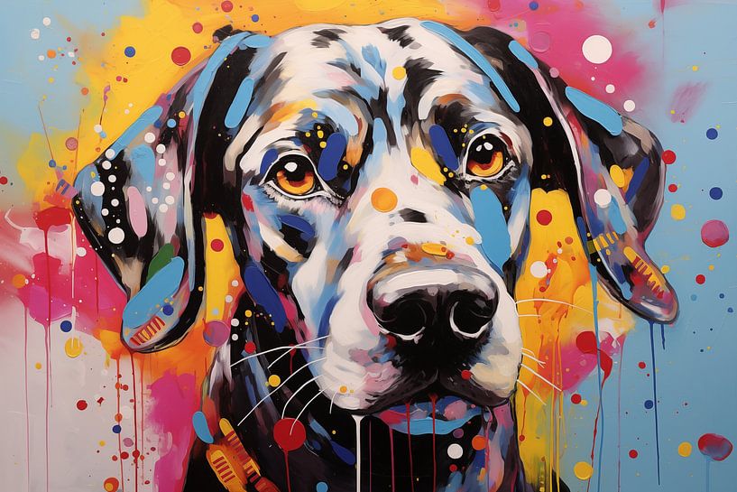 Wunderschöner Hund im Mixed-Media-Pop-Art-Stil von Animaflora PicsStock