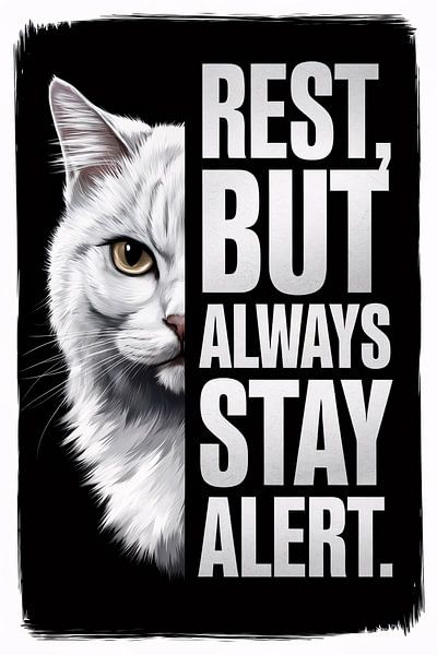 Chat vigilant - art motivationnel par Art & Soul Creations