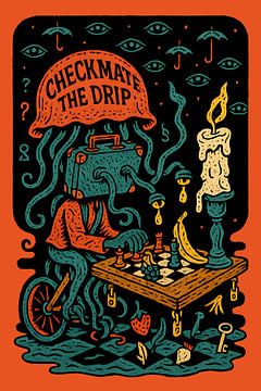 Surreal Illustration Checkmate the Drip by Candra Widiantoro