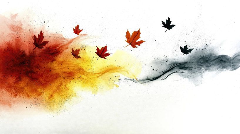 Ahornblätter im Rauch der Herbstfarben von Frank Heinz