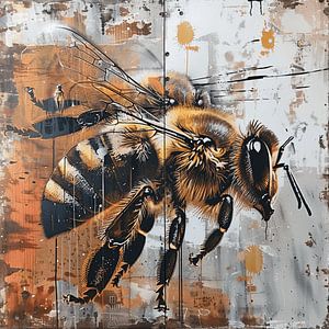 graffiti abeilles rouille métal street art urbain gros plan