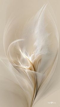 blanc et or - fleurs et plumes sur Gelissen Artworks