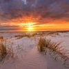 Sunset on the beach of Westerschouwen on Schouwen-Duivenland in Zeeland with dunes in the foreground by Bas Meelker