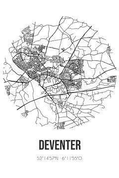 Deventer (Overijssel) | Carte | Noir et blanc sur Rezona