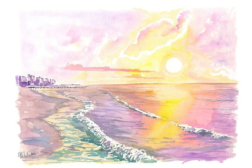 Morning and sunrise on the Mediterranean beach by Markus Bleichner