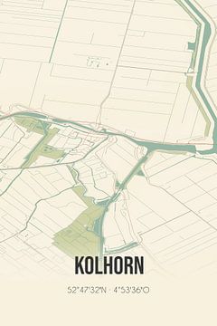 Vintage map of Kolhorn (North Holland) by Rezona