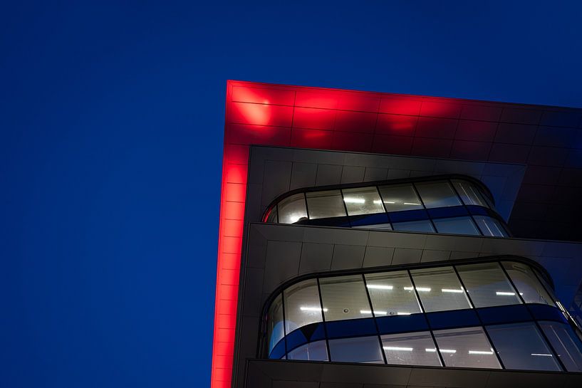 Modern building in blue and red by Werner Lerooy