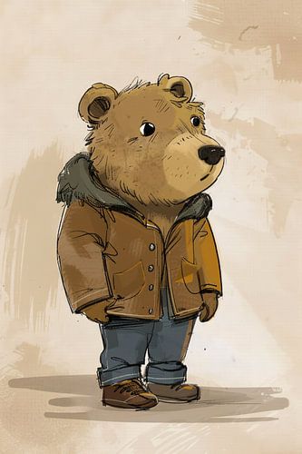 Digitale kunst van een beer in een jas