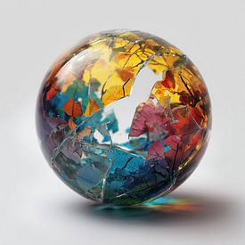 Zerbrochene Glaskugel mit bunten Blättern von TheXclusive Art