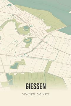 Vintage landkaart van Giessen (Noord-Brabant) van Rezona