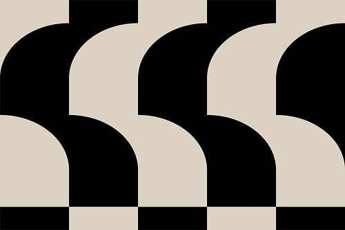 Formes géométriques rétro modernes abstraites et minimalistes en noir et blanc 1