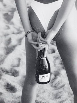 Champagne on the beach - Female Alcohol Celebration Drink by Dagmar Pels