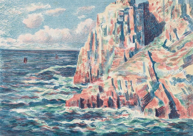 Maximilien Luce, The sea at Camaret, the red rocks - 1895 by Atelier Liesjes
