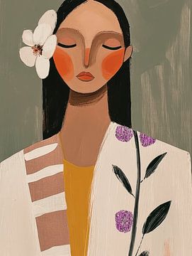 Modern and abstract portrait in soft colour tones by Carla Van Iersel