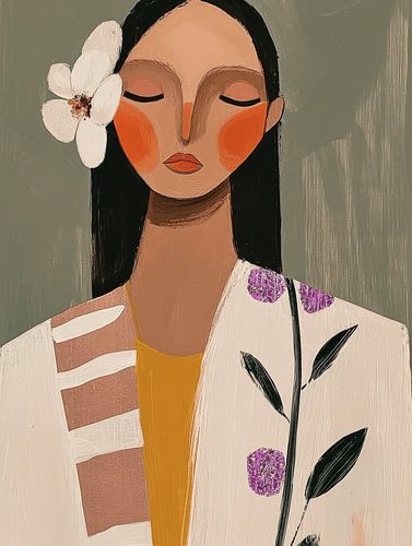 Modern en abstract portret in zachte kleurtinten