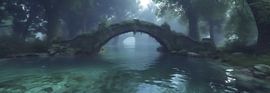 Mysterious Bridge in a Fairytale Forest