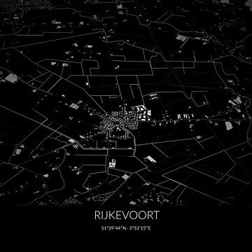 Schwarz-weiße Karte von Rijkevoort, Nordbrabant. von Rezona