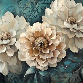 Pastel Flowers | Beige Flower Splendour by Wonderful Art