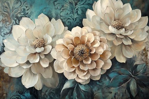 Pastel Flowers | Beige Flower Splendour by Wonderful Art