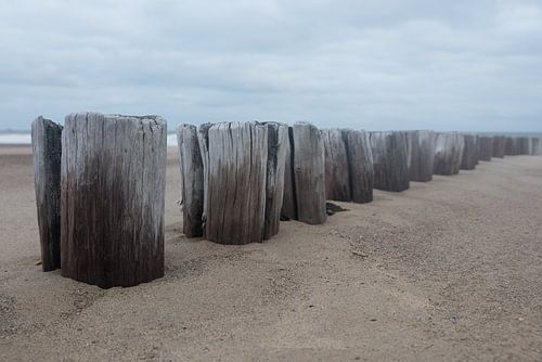 Golfbrekers op het strand van Cadzand, Zeeland