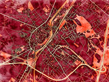 Map of Halle with the style 'Amber Autumn' by Maporia