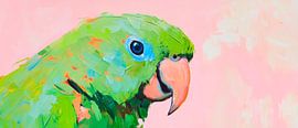 Colourful parrot portrait against a pastel background by Poster Art Shop