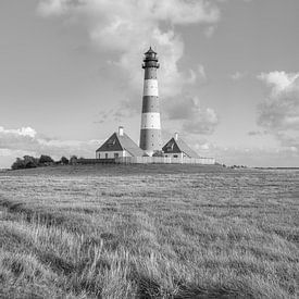 Lighthouse Westerheversand black and white by Michael Valjak