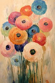 Abstract Flowers in Pastel Shades