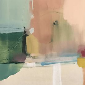 Abstract landscape in soft earth tones and green by Studio Allee