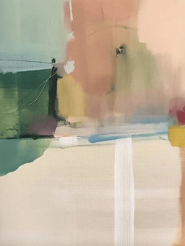 Abstract landscape in soft earth tones and green by Studio Allee