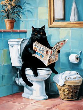 Zwarte kat in de badkamer van IamHome Studio