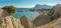 Strand en haventje, wind en regen erosie, Kolymbia, Rhodos, Rhodes, Griekenland