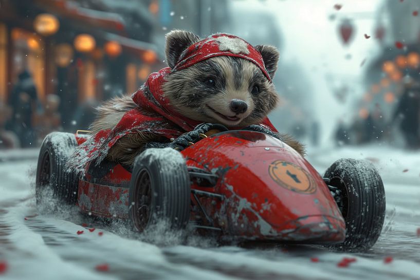 Winter rally: Brave badger in a snowy race by artefacti