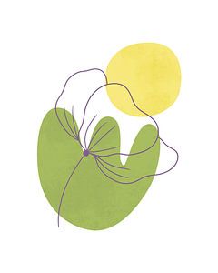 Paysage minimaliste avec une fleur et un soleil sur Tanja Udelhofen