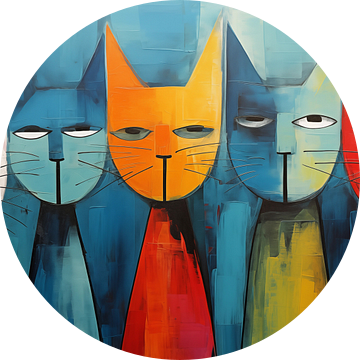 Abstracte boze katten kleurrijk panorama van TheXclusive Art