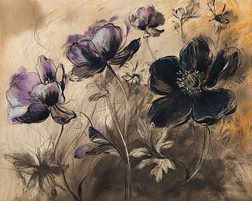 Purple Anemones by Blikvanger Schilderijen